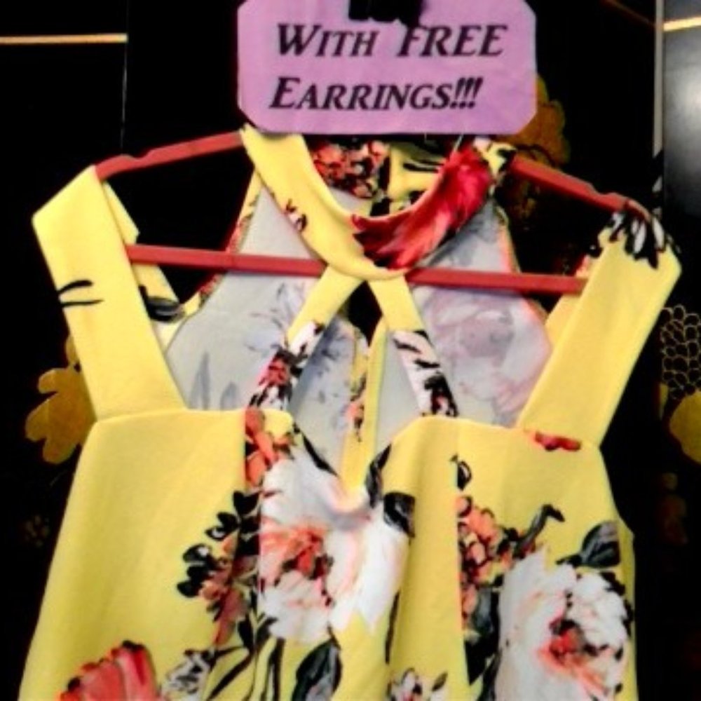 1X Hopping Yellow Top & Earrings